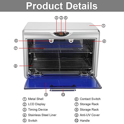 Gabinete de Esterilizador UV Ozono de Doble Capa, Caja de Estetica Desinfección de Gran Capacidad, Equipo de Esterilización Alta Eficiencia para Toallas y Varias Herramientas y Biberones etc(01)