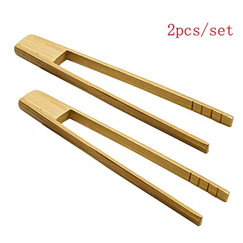 GadgetcKing 2 Piezas de Madera de bambú, Comida de Madera, Tostadas, Pinzas, tostadora, Pan, azúcar, Hielo, té, Ensalada de Pinzas, antichoque, Pinzas, Pinzas de Caramelo