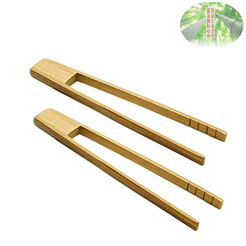 GadgetcKing 2 Piezas de Madera de bambú, Comida de Madera, Tostadas, Pinzas, tostadora, Pan, azúcar, Hielo, té, Ensalada de Pinzas, antichoque, Pinzas, Pinzas de Caramelo