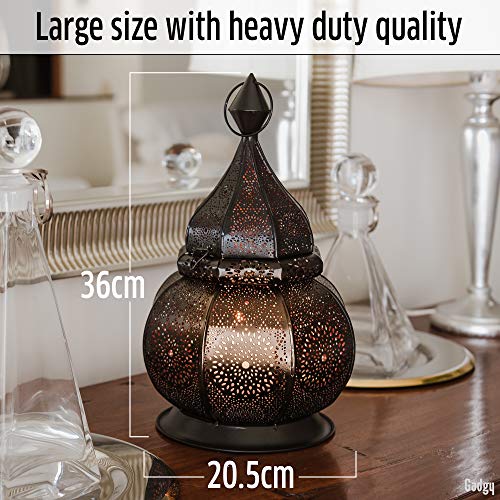 Gadgy ® Farol Arabe (36 cm) l para Velas y Luces eléctricas l Interior y Exterior Decoración l Resistente al Viento l Estilo marroquí-árabe/Indio-Oriental l Hecho a Mano