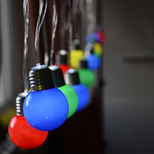 Gadgy ® Guirnalda Luces Colores | Cadenas de 25 Bombillas LED Plástico | Luces Para Patio Fiesta Jardin | Prueba de Salpicaduras usan Interiores| 10 Metros | Bajo Consumo Energia