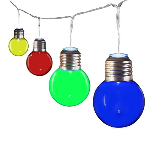 Gadgy ® Guirnalda Luces Colores | Cadenas de 25 Bombillas LED Plástico | Luces Para Patio Fiesta Jardin | Prueba de Salpicaduras usan Interiores| 10 Metros | Bajo Consumo Energia