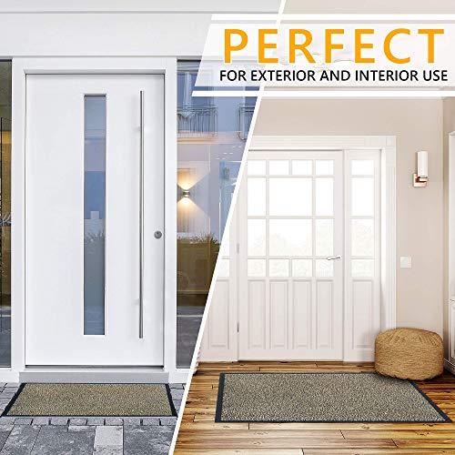 GadHome Felpudo de Entrada Beige 60x90 cm | Alfombra Exterior para Puerta, Impermeable, Lavable para Atrapar Suciedad para Recibidor | Alfombrilla Antideslizante, Pasillo, Cocina, Dormitorio