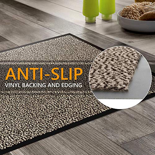 GadHome Felpudo de Entrada Beige 60x90 cm | Alfombra Exterior para Puerta, Impermeable, Lavable para Atrapar Suciedad para Recibidor | Alfombrilla Antideslizante, Pasillo, Cocina, Dormitorio