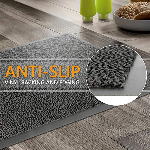 GadHome Felpudo de Entrada Negro 40x60 cm | Alfombra Exterior para Puerta, Impermeable, Lavable para Atrapar Suciedad para Recibidor | Alfombrilla Antideslizante, Pasillo, Cocina, Dormitorio