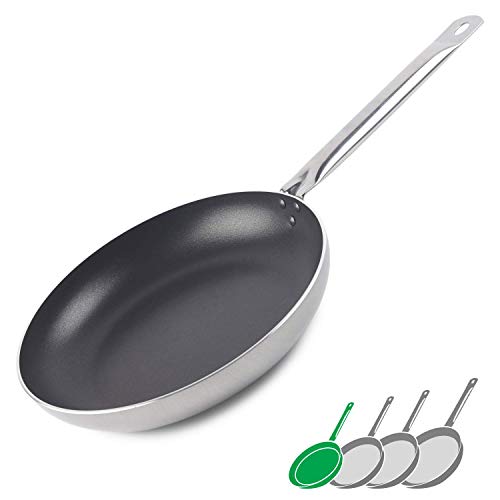 GadHome Professional 20cm Sartén Antiadherente, Gris | Bandeja de Aluminio con Mango de Acero Inoxidable | PFOA Gratis para Una Cocina Saludable | Apto para Inducción y Lavavajillas