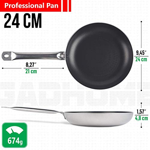 GadHome Professional 24cm Sartén Antiadherente, Gris | Bandeja de Aluminio con Mango Ergonómico | PFOA Gratis para Una Cocina Saludable | Apto para Inducción y Lavavajillas