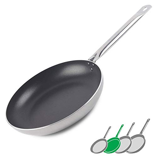 GadHome Professional 24cm Sartén Antiadherente, Gris | Bandeja de Aluminio con Mango Ergonómico | PFOA Gratis para Una Cocina Saludable | Apto para Inducción y Lavavajillas