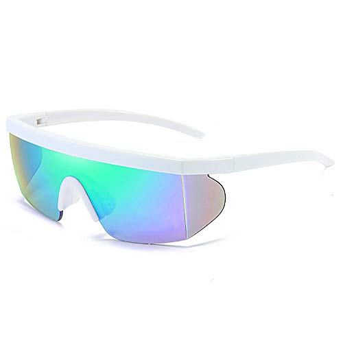 Gafas de Sol XCEG, Protectoras para Exteriores, Almohadillas nasales de Silicona Multicolor, más Gafas de Sol Deportivas de Membrana, Marco Blanco de Porcelana para conducción, Verdadero Verde RV