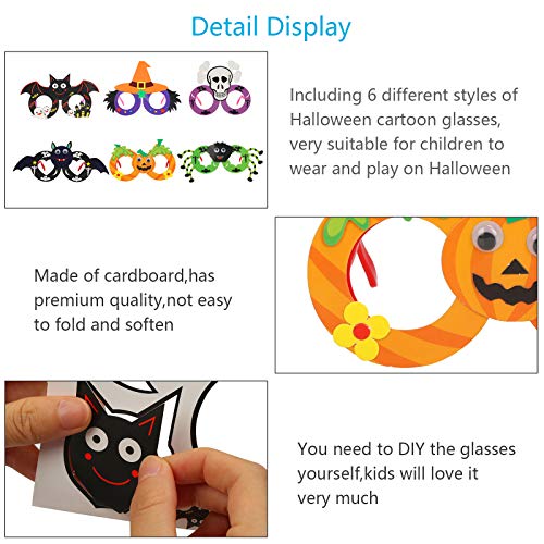 Gafas Marcos Halloween KATOOM 6PCS Anteojos Disfraces de Halloween para Fiestas Novedad, Divertido, Araña, Murciélago, Calabaza, Esqueleto, Bruja para Decoración, Accesorio para Fotos para Niños