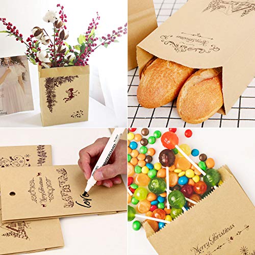 Gafild Bolsas de regalo navidad, 24pcs bolsas para regalos de boda Bolsas de Papel Kraft con 48 Pegatinas para Boda Fiestas Cumpleaños Comida Caramelos Dulces Galletas Chocolates