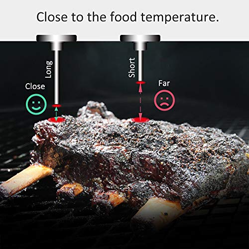 GALAFIRE 3 3/16 Pulgadas Cara Grande 300 ℃ Termómetros para Barbacoas, Medidor de Temperatura para Ahumadores Barbacoa Asador Horno Ahumar con Vástago Alargado de 2 7/8 Pulgadas