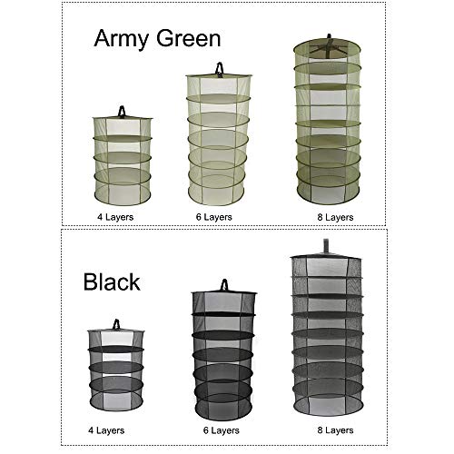 Galapara 8 Capa de Malla para Colgar Red de Secado Rack seco Hierbas aromáticas, Cesta Colgante Estante de Secado Plegable Hierba Red Seca Forma de Apertura Secadora Bolsa Malla 600 mm Diámetro