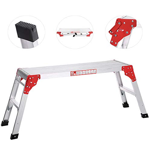 Galapara Plataforma Plegable De Trabajo De Aluminio, Banco Plegable Plataforma de Trabajo Escalera de Aluminio, Multiuso, MAX.225LB Capacidad Escalon Taburete