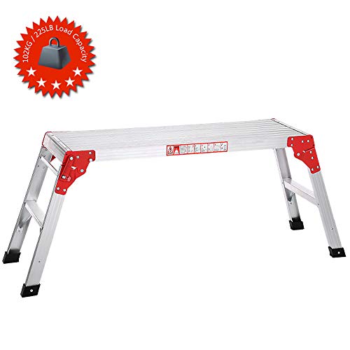 Galapara Plataforma Plegable De Trabajo De Aluminio, Banco Plegable Plataforma de Trabajo Escalera de Aluminio, Multiuso, MAX.225LB Capacidad Escalon Taburete