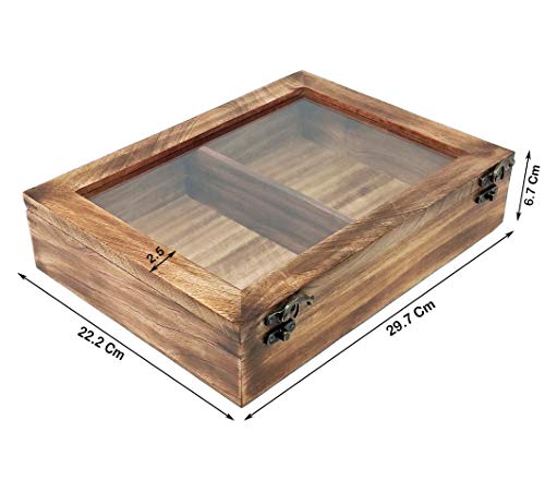 Galaxy Indiacraft - Caja multiusos de madera para especias Masala Dabba, contenedores para cocina y frutas secas con cuchara de madera gratis 4 Multi-Compartments Madera.