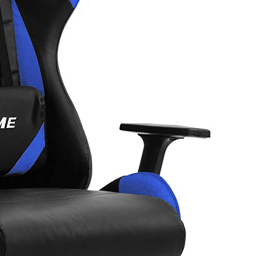 GAMING - Silla gamer oficina gaming, sillon escritorio ergonómico despacho giratoria color azul, reclinable ajustable con reposabrazos, 5 ruedas