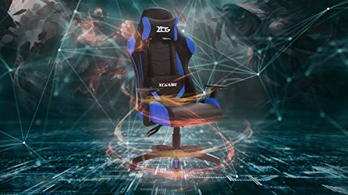 GAMING - Silla gamer oficina gaming, sillon escritorio ergonómico despacho giratoria color azul, reclinable ajustable con reposabrazos, 5 ruedas