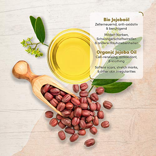 GANADOR 06/20* Aceite de Jojoba ORGÁNICO - Vegano + Prensado en Frío - Rico en Vitamina E para una Piel Suave y Pelo y Uñas Sanas - Envasado en Botella de Vidrio de 100 ml - 100% Puro y Natural