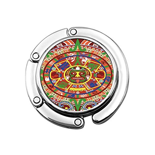 Gancho de suspensión Plegable Lindo para Mesa, Mandala Azteca Calendario Suerte Maya en Bolso Blanco Bolso de Mesa