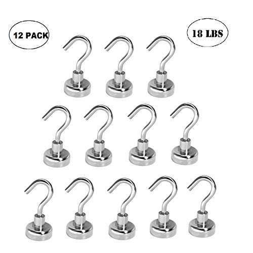 Gancho magnético Magnetpro 9 kg Súper potencia de succión Imanes de neodimio fuertes Magnéticos para puertas, armarios, techos, accesorios, accesorios industriales (12 piezas)