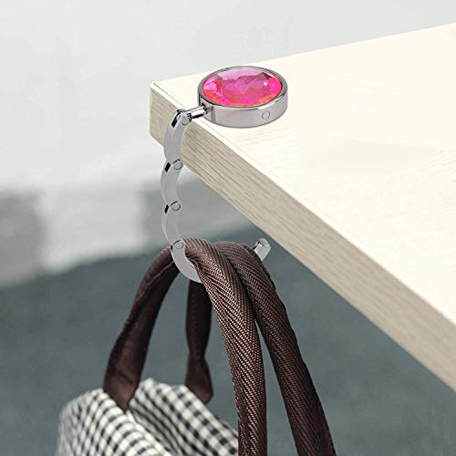 Ganchos de Bolso para Mesa Colgador Monedero Plegables Antideslizante Gancho Bolso Redondo para Escritorio para Oficinas Restaurantes Cafeterías Regalo para Mujer Rosado 3 Piezas