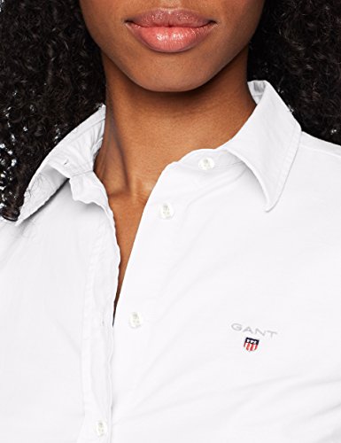 GANT Stretch Oxford-Solid Shirt Blusa, Blanco (White 110), 42 (Talla del Fabricante: 40) para Mujer