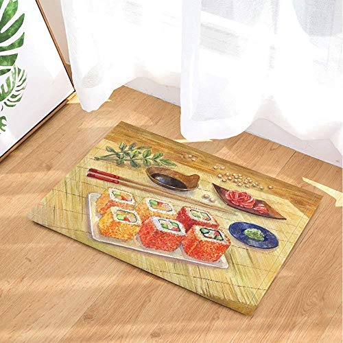 GAOFENFFR Tablero de Madera marrón japonés para Sushi Gourmet japonés y Rosa roja Impermeable, Duradero, Antideslizante, sin Productos químicos, tapetes, tapetes