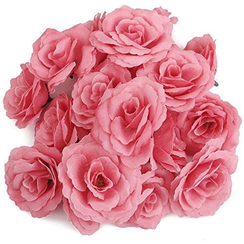 Gaoominy 20pzs Corola Cabeza Flor Rosa Artificial DIY Decoracion de Boda Diametro de 65 mm - Rosa