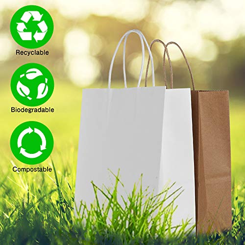 Gaoyong 15PCS Bolsas de Papel con Asas 32 x12x 26cm,Bolsas Ppapel Kraft,Bolsas Papel Regalo para la Tienda de Comestibles para Hornear Compras Minoristas Boutique (Espesar 130 g / m2)