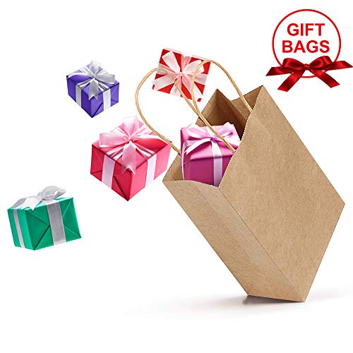 Gaoyong 20PCS Bolsas de Papel con Asas, Bolsas Ppapel Kraft,Bolsas Papel Regalo para la Tienda de Comestibles para Hornear Compras Minoristas Boutique (Espesar 130 g / m2)