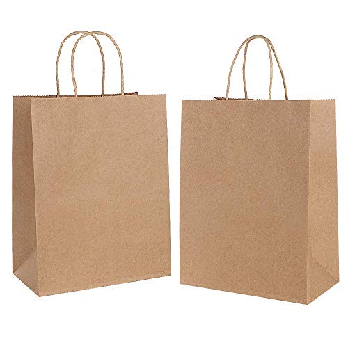 Gaoyong 20PCS Bolsas de Papel con Asas, Bolsas Ppapel Kraft,Bolsas Papel Regalo para la Tienda de Comestibles para Hornear Compras Minoristas Boutique (Espesar 130 g / m2)