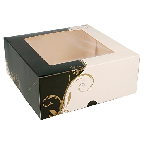 García de Pou 204.69 Cajas Pastelería con Ventana 275 G/M2, 18 x 18 x 7,5 cm, Set de 50, Blanco