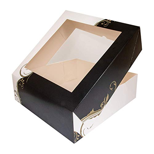 García de Pou 204.73 Cajas Pastelería con Ventana 275 G/M2, 32 x 32 x 10 cm, Set de 50, Blanco