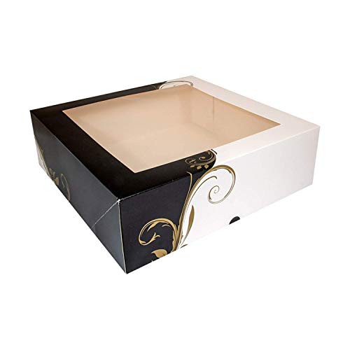 García de Pou 204.73 Cajas Pastelería con Ventana 275 G/M2, 32 x 32 x 10 cm, Set de 50, Blanco