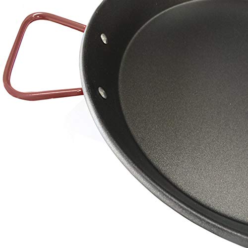 Garcima 5020530 Paellera Valenciana Antiadherente para 16 Personas 55 cm, Acero, Negro/Rojo, 6 Pack