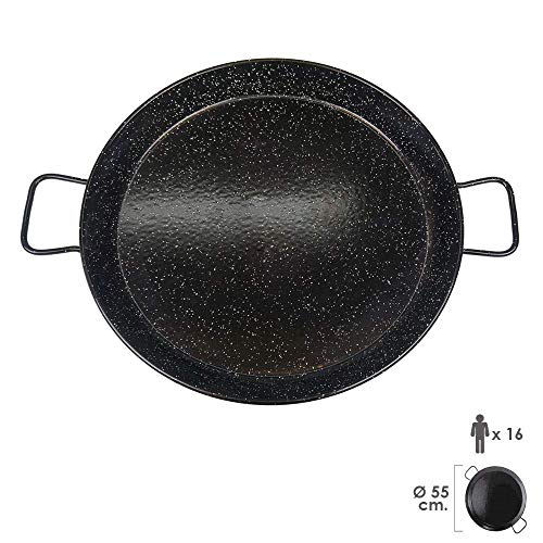 Garcima 5020655 Paellera Valenciana Esmaltada 16 personas/ 55 cm, Negro, 71 x 55 x 5 cm, Set de 5 Piezas