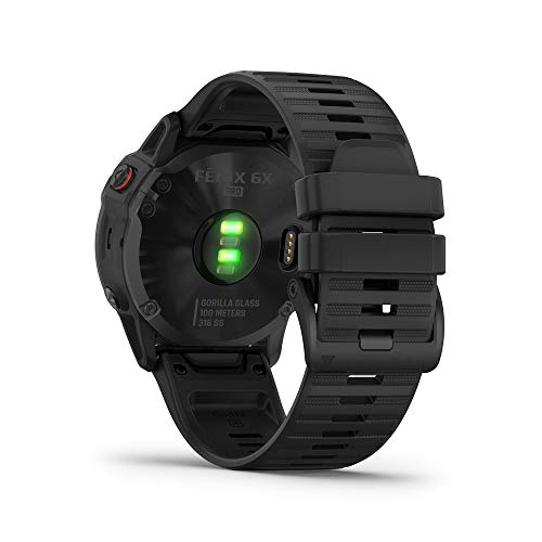 Garmin fēnix ​​6X PRO - Reloj GPS multideporte con mapas, música, frecuencia cardíaca y sensores, Negro con correa negra