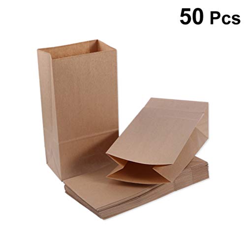 Garneck 50 Piece La Bolsa golosina merienda Barril Bolsas de Alimentos de Papel Kraft de Papel de comestibles Bolsa de Galletas de la panadería para el cumpleaños Fiesta de Navidad