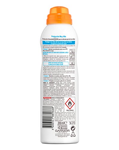 Garnier Delial Niños Sensitive Advanced Spray Protector Solar Anti-Arena para Pieles Claras, Sensibles, Alta Protección IP50+ - 200 ml