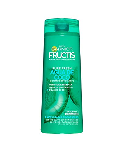 Garnier Fructis Pure Fresh Agua de Coco Champú Pelo Normal, con raíces grasas y puntas secas - 300 ml, paquete de 6