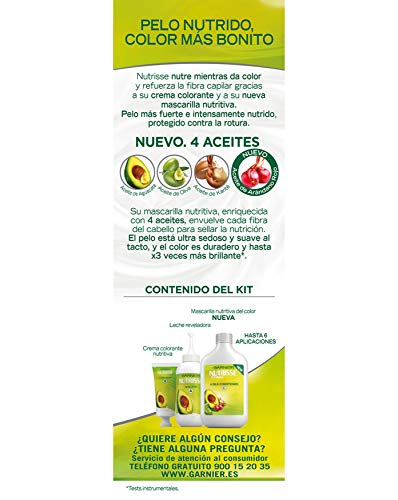 Garnier Nutrisse Creme Coloración Nutritiva Permanente, Tinte 100% Cobertura de Canas con Mascarilla Nutritiva de 4 Aceites - Tono 5 Castaño Claro