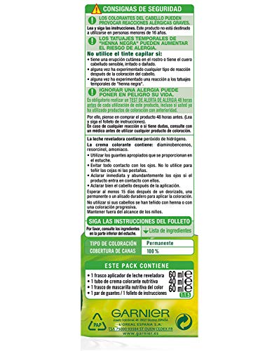 Garnier Nutrisse Creme Coloración Nutritiva Permanente, Tinte 100% Cobertura de Canas con Mascarilla Nutritiva de 4 Aceites - Tono 6 Rubio Oscuro