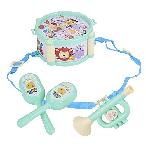 Garosa 6 Piezas de Instrumentos Musicales para Niños Pequeños, Tambor de Arena Interesante, Trompeta, Juguetes Musicales para Bebés, Niños y Niñas(Verde)