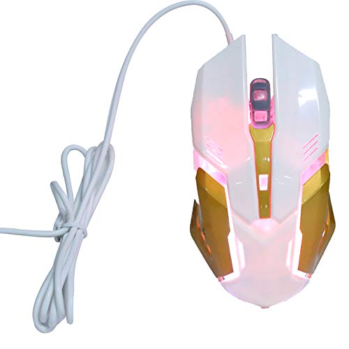 Garsentx Juego de Teclado y Mouse con Cable, retroiluminación LED Colorida, Teclado y Mouse para Juegos mecánicos, Accesorios Profesionales para Juegos de computadora(Blanco)