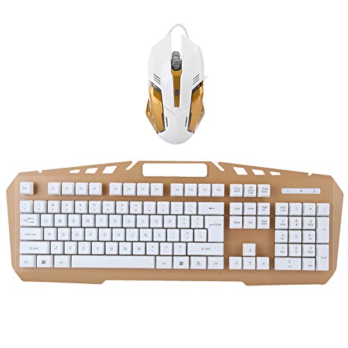 Garsentx Juego de Teclado y Mouse con Cable, retroiluminación LED Colorida, Teclado y Mouse para Juegos mecánicos, Accesorios Profesionales para Juegos de computadora(Blanco)