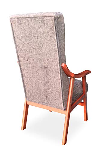 Gasten a gusto Silla con Brazos. Especial para geriátrico, Personas Mayores con la Espalda Recta. Tapizado en Tela o Polipiel. Color Gris (Medidas: 115 * 55 * 68 cm.)