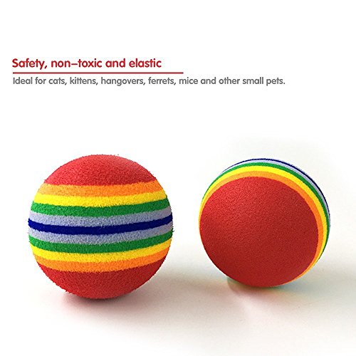 Gatos de la pelota de juguete de mascota de gato de hundewelpen de arco iris de colores 3.5 cm 1.38 pulgadas de espuma EVA de suave parte de seguimiento kauen de entrenamiento práctica de conjunto d