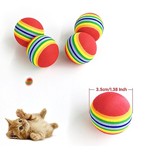 Gatos de la pelota de juguete de mascota de gato de hundewelpen de arco iris de colores 3.5 cm 1.38 pulgadas de espuma EVA de suave parte de seguimiento kauen de entrenamiento práctica de conjunto d