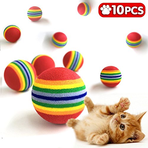 Gatos de la pelota de juguete de mascota de gato de hundewelpen de arco iris de colores 3.5 cm 1.38 pulgadas de espuma EVA de suave parte de seguimiento kauen de entrenamiento práctica de conjunto d